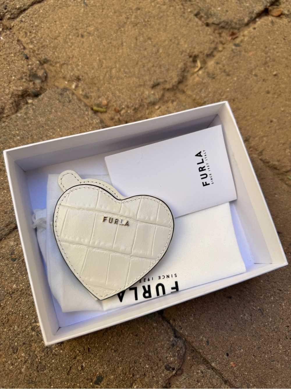 Furla Embossed Croc Leather Mirror